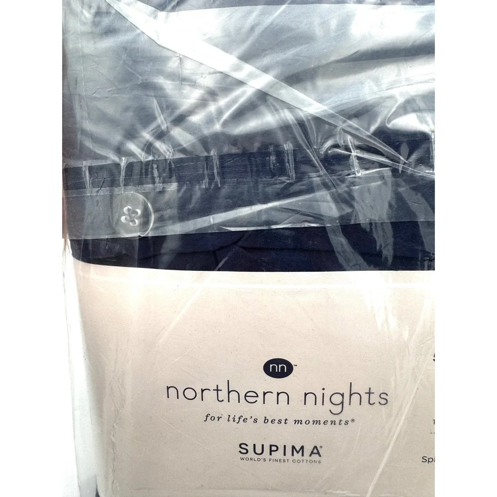 Northern Nights Queen 500TC Supima Cotton Bed Sheet Set Navy Blue New